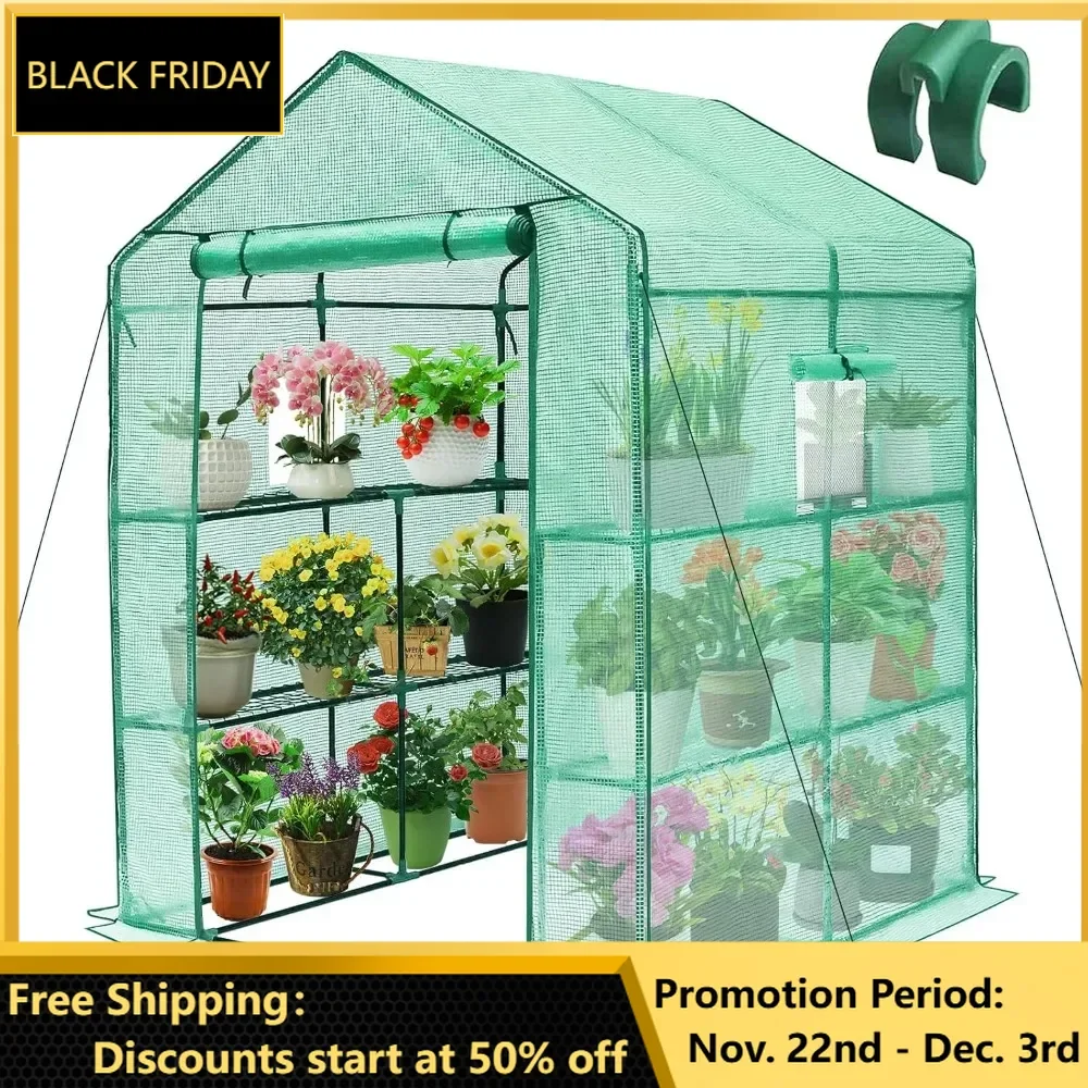 Greenhouse, 56 X 56 X 75'' Greenhouses for Outdoors, Durable Greenhouse Kit, Thicken PE Cover, Heavy Duty Walk in Green Houses