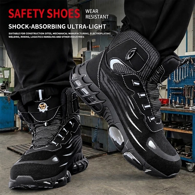 Hochgeschnittenes Mesh-Obermaterial, TPU-Sohle, Twist-Lock-Stahlkappe, durchstichsichere Sicherheitsschuhe, Unisex-Arbeitsschuhe, Schutzschuhe – Detail 4