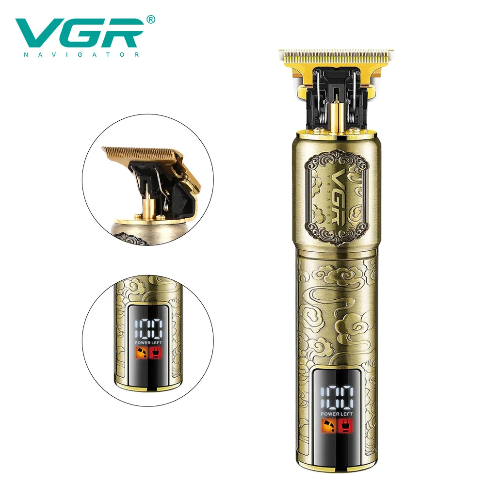 VGR V-073 nuovo stile tagliacapelli elettrico professionale T9 rasoio ad alta potenza LCD ricaricabile in metallo barba Trimmer rasatura VGR 073