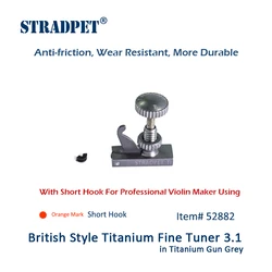 STRADPET Hill Style Titanium FineTuner 3.1 in Gun Gray For Professional Violin Makers, Violin Accessories, Orange Mark