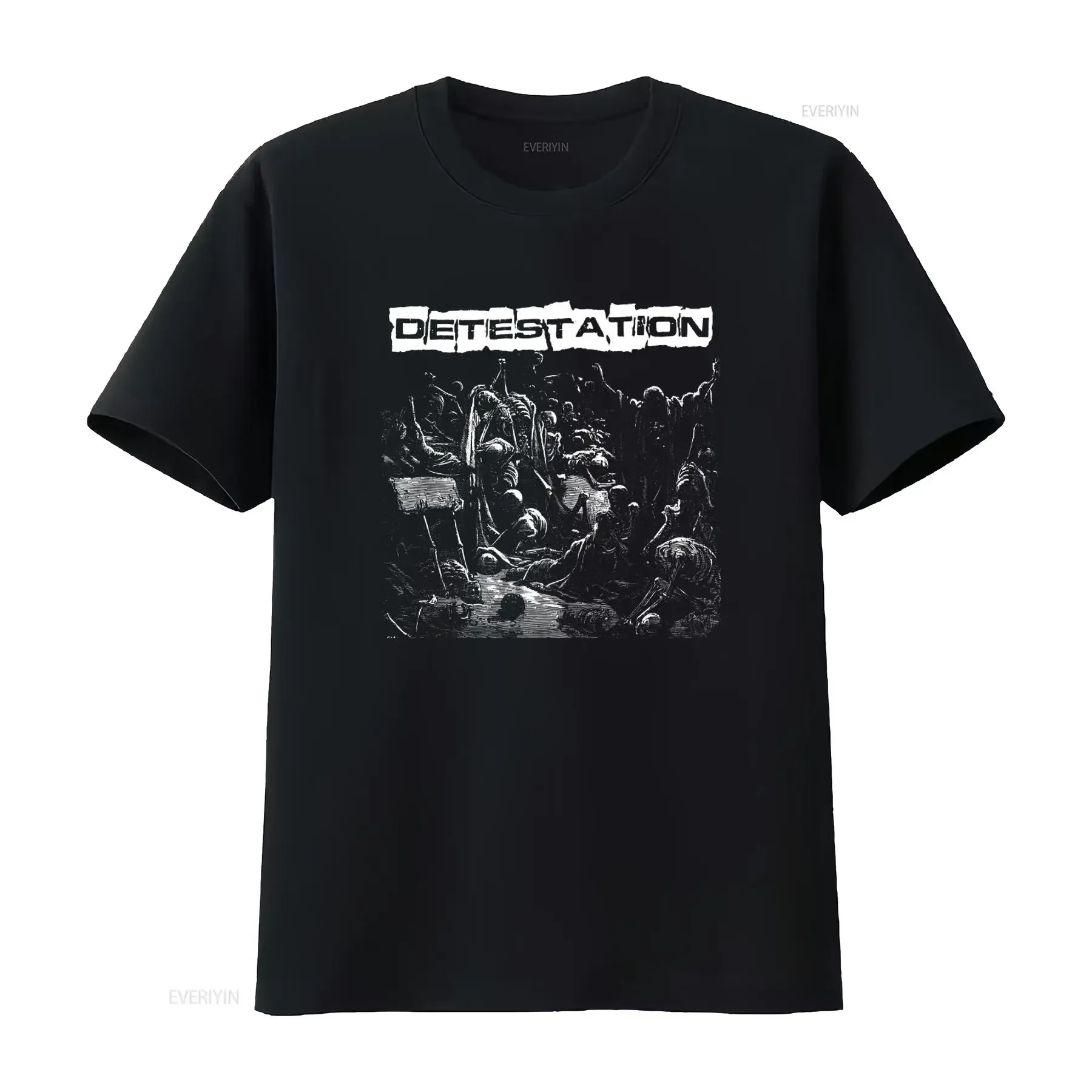 Camiseta DETESTATION, Estilo Hardcore Punk D beat Crust Anti cimex, Diseño Vintage, Lavado Vintage, Ligeramente Gráfico, Moda Casual para Hombre