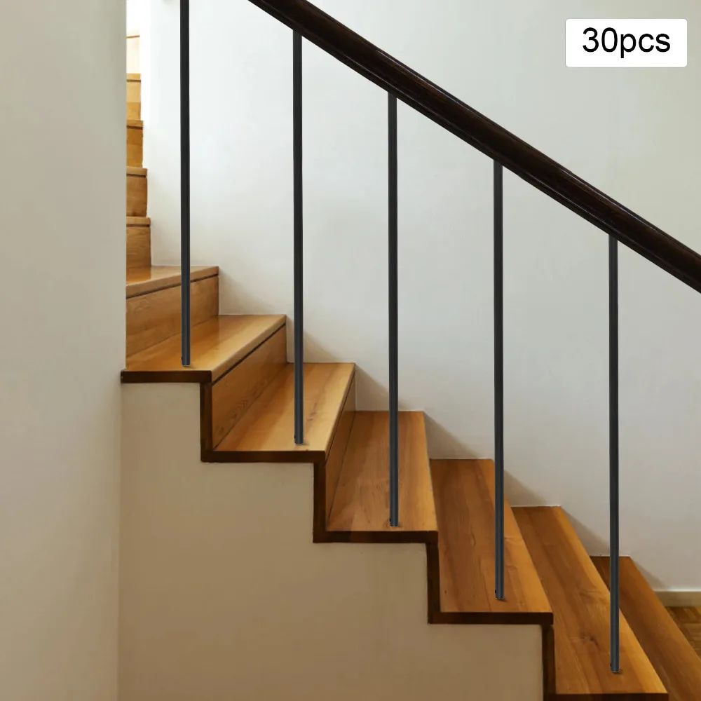 

30Pack Wrought Iron Plain Balusters 5/8 Inch x 44 Inch Round Hollow Straight Stair Spindles, Decorative Metal Balusters Spindle