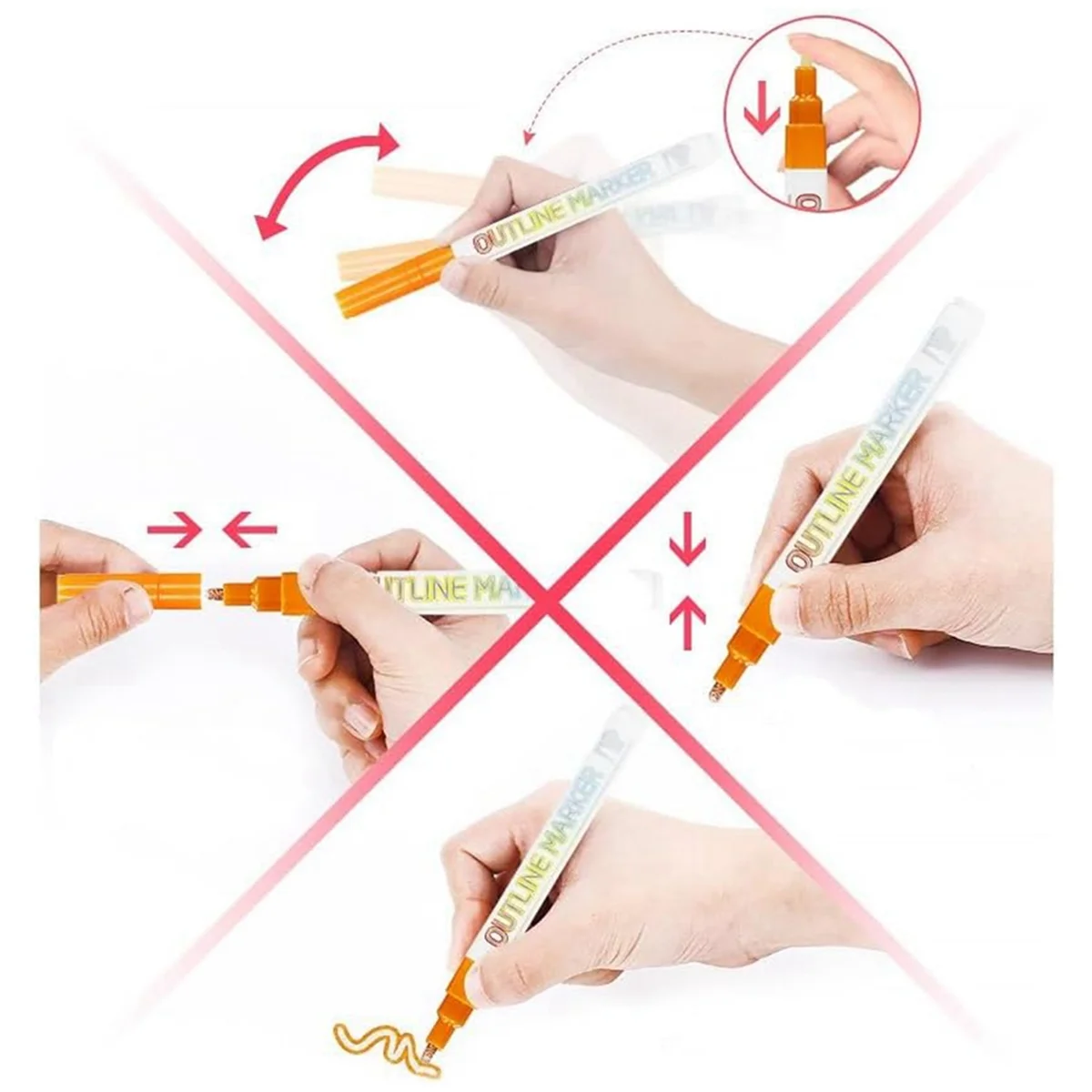 

Practical Metallic Outline Paint Markers, 8 Colors Shimmer Outline Markers Pens, Signature Metallic Outline Paint Markers
