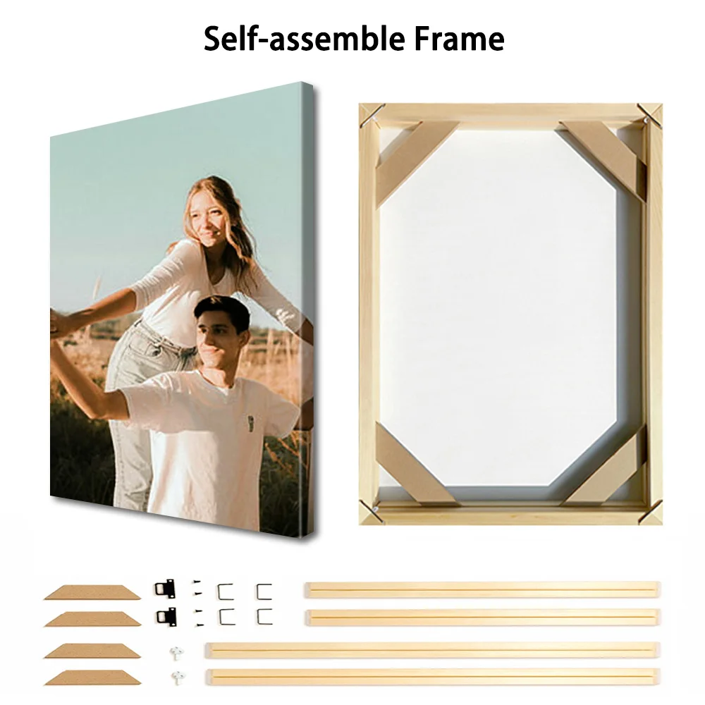 1 Pc Customized Photos on Canvas with DIY Wood Frame or frameless poster,Personalized Custom Photos for Your Lover,family,friend image 2