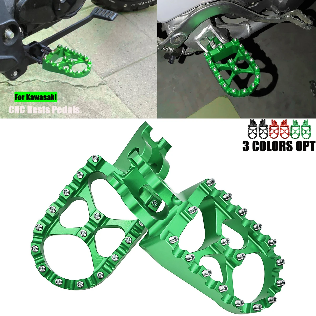 Motorcycle CNC Rests Pedals Footpegs Foot Pegs For Kawasaki KX250F KX250 KX450F KX450 KX250X KLX450R KX450X 2006-2021 Motocross