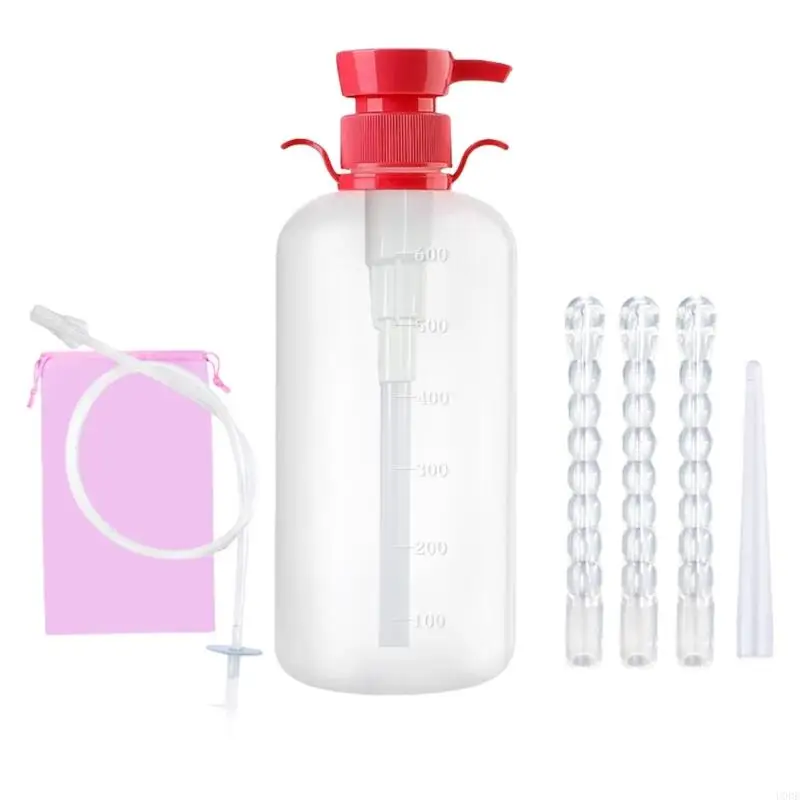 

Enema Anuses Vaginas Wash Cleansing Bottle Reusable Vaginas Irrigator Syringes Anuses Cleaner Enemator with 4 Nozzles