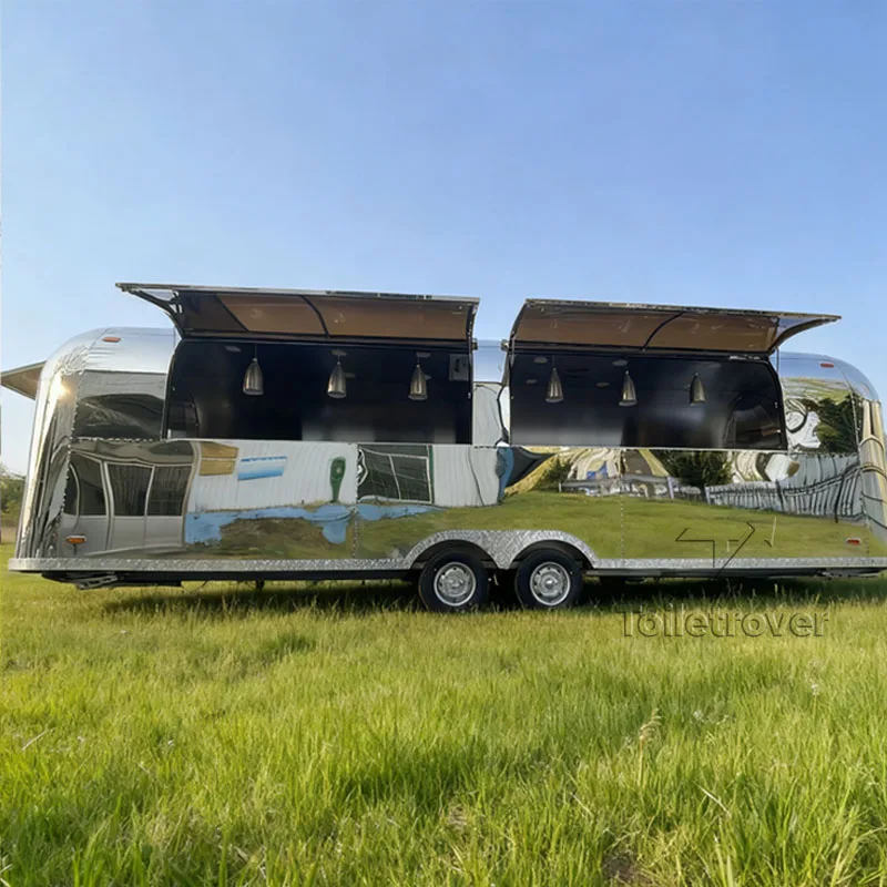 

Retro High Quality Mobile Food Trailer Tacos French Fries Baked Potatoes Chicken Rotisserie Food Truck with Upstairs