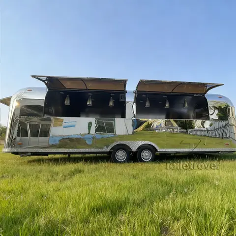 레트로 고급 이동식 푸드 트레일러 타코 프렌치 프라이 구운 감자 치킨 로티세리 푸드 트럭 (상층 포함)