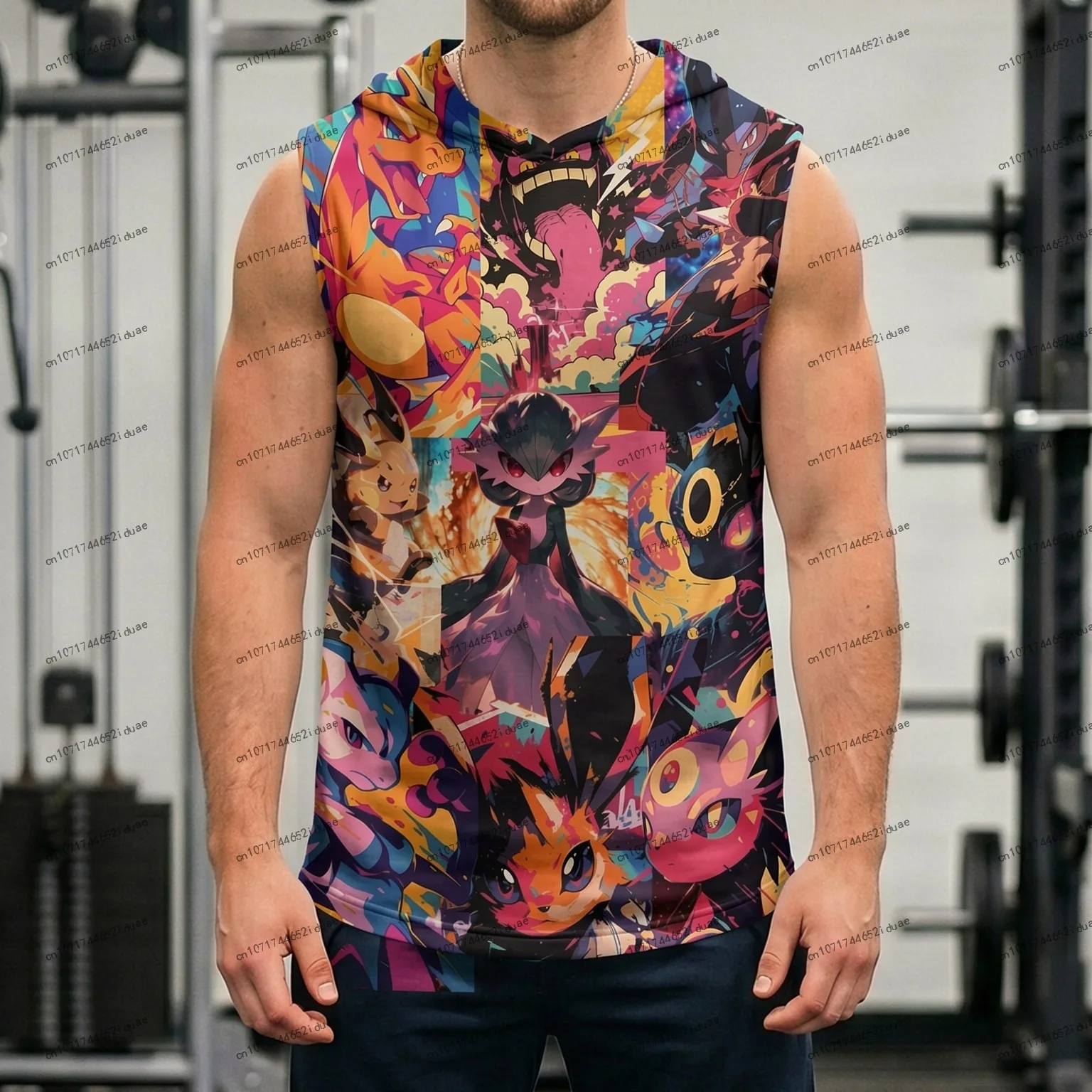 

Men Tank Top Man Sleeveless Shirts Jersey Basketball Pokémon Pikachu Men's Vest With Hood New Harajuku Style Y2K Clothes for Man