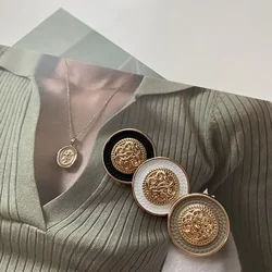 10pcs Fashionable Buttons Beautiful Pattern Round Gold Color Metal Shank Buttons Clothes Sewing Accessories