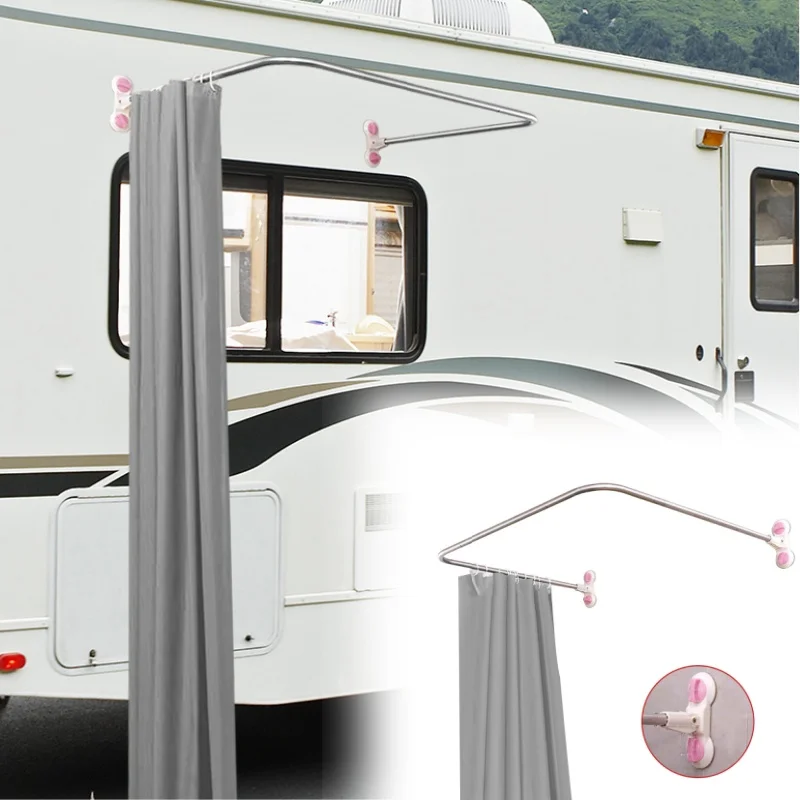 

Caravan Outdoor Camping Shower Cabin Kits No Drilling Suction Cups & Rod & Shower Curtain For Motorhomes Outer Accessories