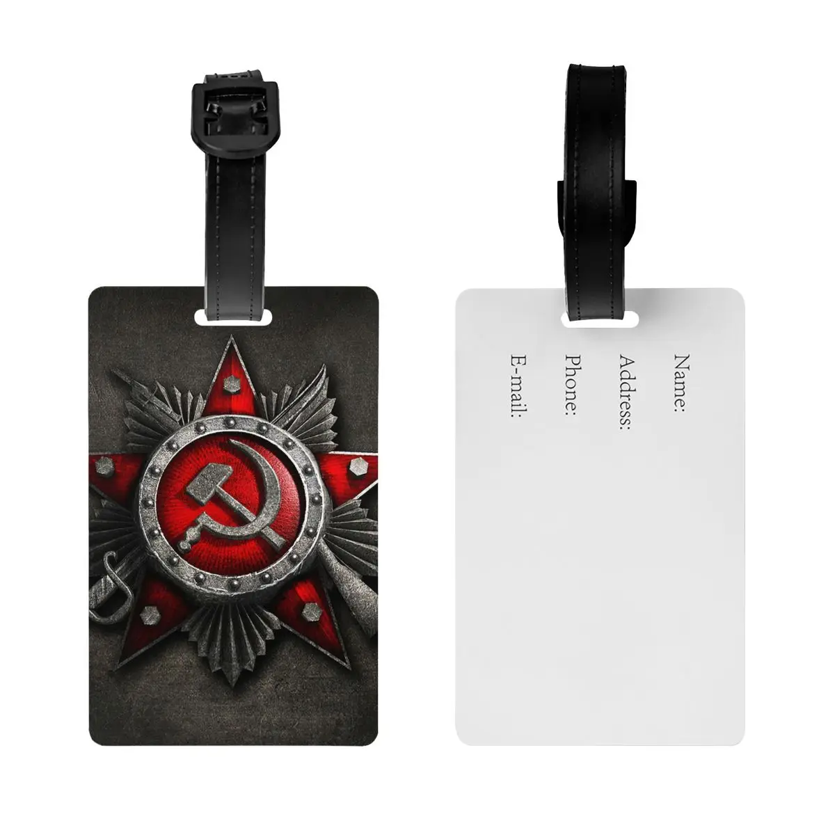 Custom Soviet Union USSR Russia Flag Luggage Tag Privacy Protection CCCP Baggage Tags Travel Bag Labels Suitcase