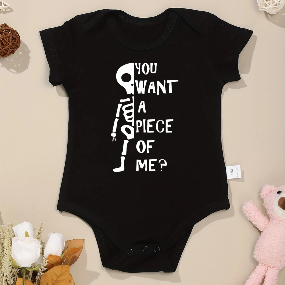 

Skeleton Print Baby Onesie Black Creative Trendy Toddler Girl Jumpsuit Hipster Punk Harajuku Short Sleeve Infant Clothes Cotton