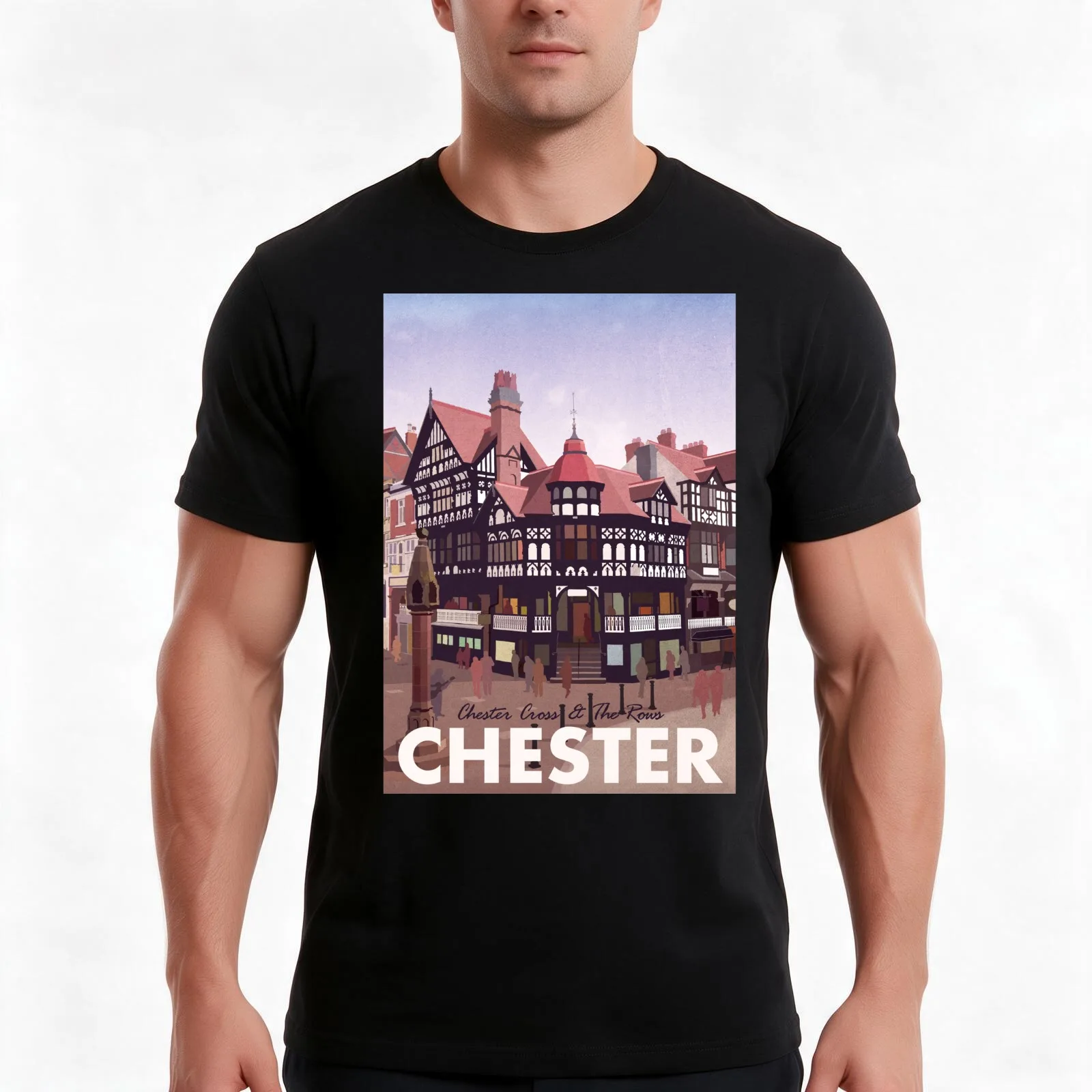 Chester - The Cross & The Rows T-Shirt, Summer Casual Cotton Tee, Oversized Streetwear Tops, Vintage Graphic Print, 100% Cotton