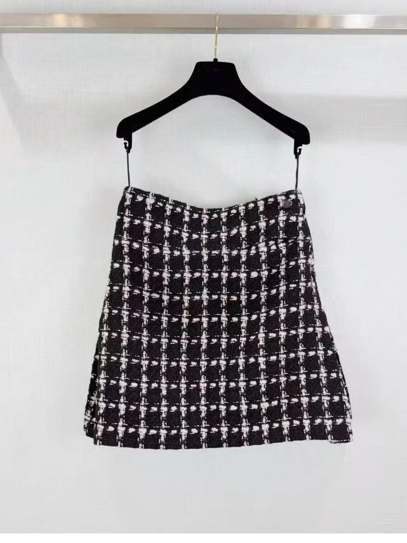 

High Waist Plaid A-Line Skirt Women's Autumn New Sle French Sle Cool Feeling f-length Skirts with