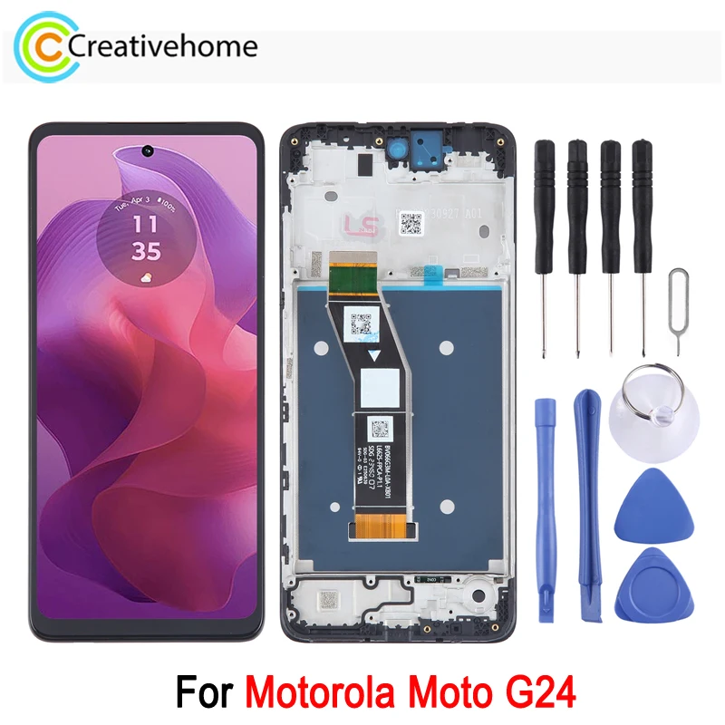 

6.56-inch LCD Screen with Frame For Motorola Moto G24 Phone Display Touch Screen and Digitizer Full Assembly Repair Replacement