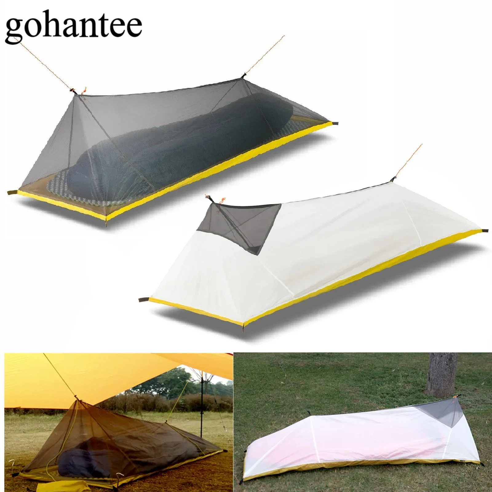 230g/260g Ultralight 1 Person Outdoor Camping Tent Summer Mesh Tent 40D 210T Nylon Body Inner Tent Vent Mosquito Net 3-4 Seasons