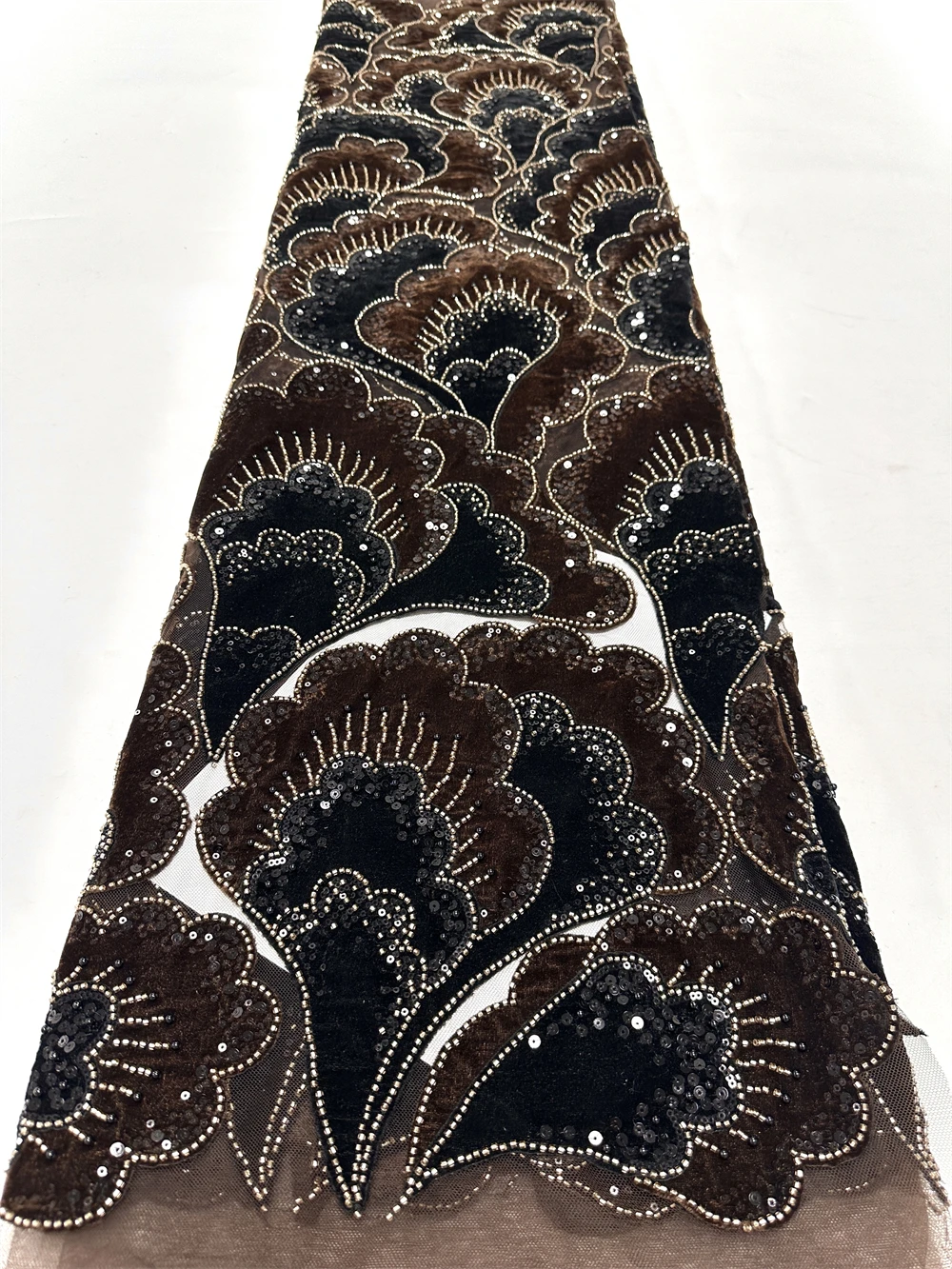 Kain Renda Beludru Afrika Baru 5 Yard Gaun Pengantin Kualitas Tinggi Kain Renda Nigeria Bordir Payet Mewah