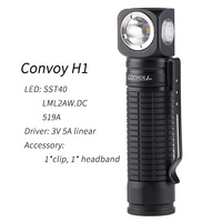 Convoy H1 18650 flashlight headlight headlamp,L-shape,SST40 LML2AW.DC 519A,3V 5A linear