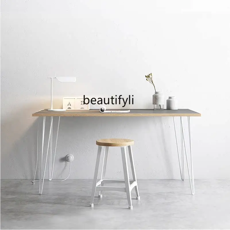 

White Desk Pastoral Mediterranean Barrettes Leg Table Nordic Solid Wood Writing Desk Japanese Style Fashion Table