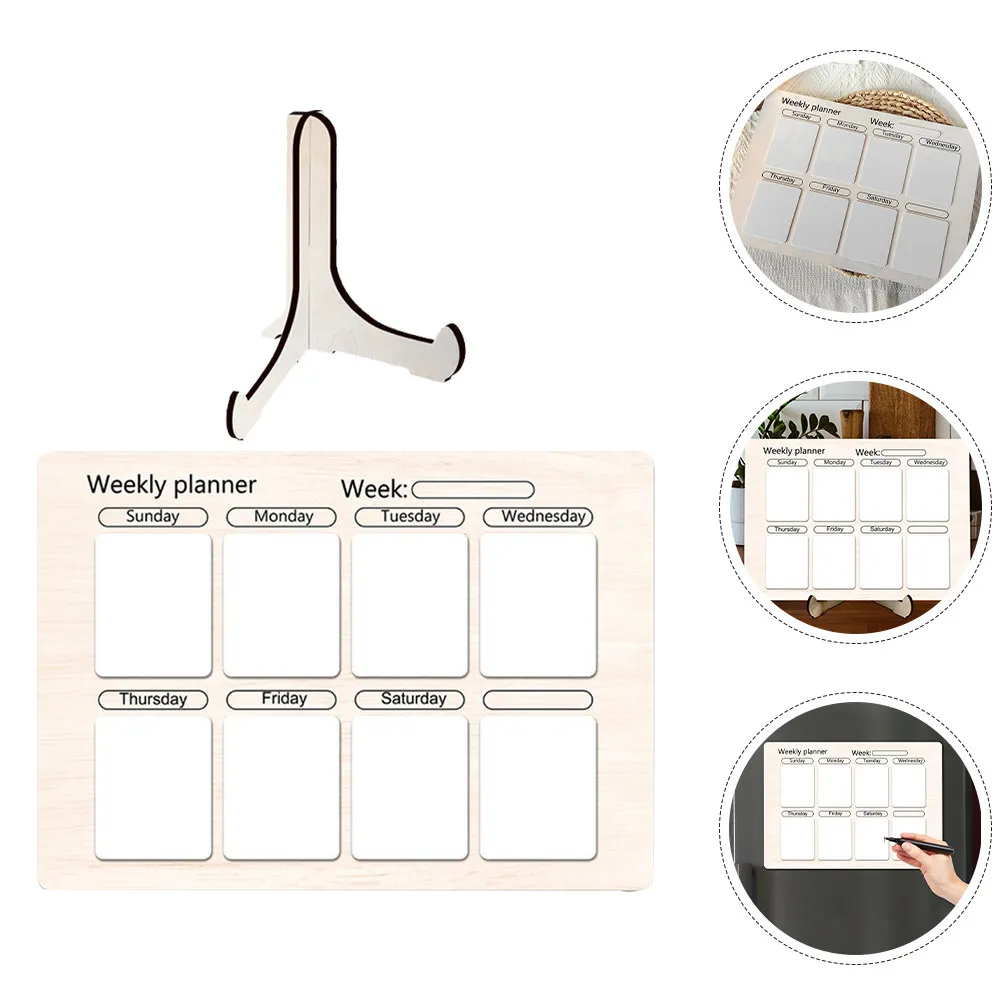 Magnetic Dry Erase Menu Board for Refrigerator – Smooth Acrylic & Wood Weekly Meal Planner Kitchen Organizer