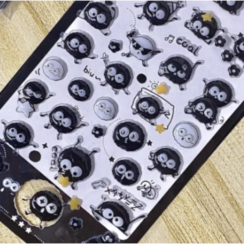 Cartoon Carbon Black Cat 3D Fun Sticker Cute Girl Kids Phone Decals Embossed Adhesive Art for Children 1pc Classic Toys