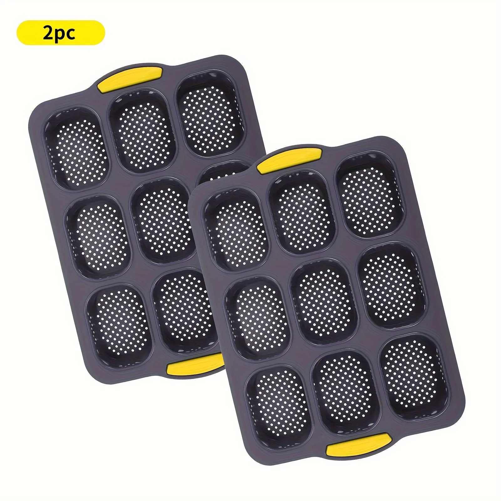 

2-Piece Silicone Toast & Sandwich Maker - Non-Stick, Easy Clean 9-Cavity Baking Pan With Handle - Essential Kitchen Gadget