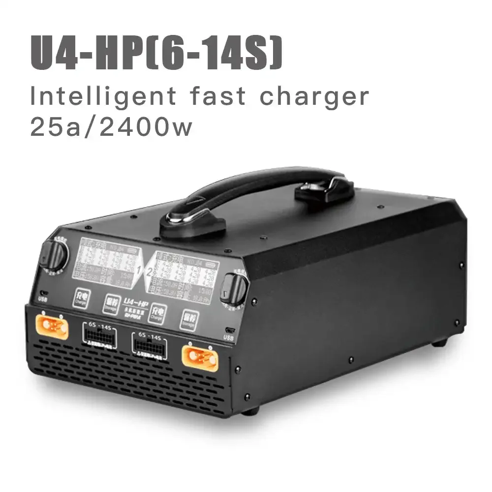 شاحن ذكي EV-Peak U4-HP ثنائي القناة لبطارية Lipo / Lihv 6s-14s بقدرة 2500 وات/ 25 أمبير زراعية