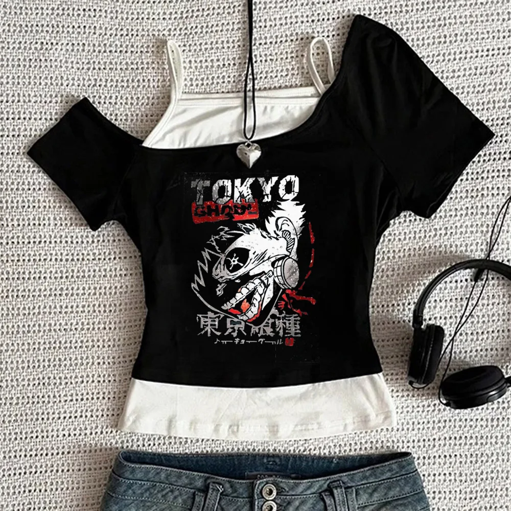 Tokyo Ghoul crop top shoujo graphic kawaii grunge japan meme t shirt scene  alternative  harajuku kawaii manga