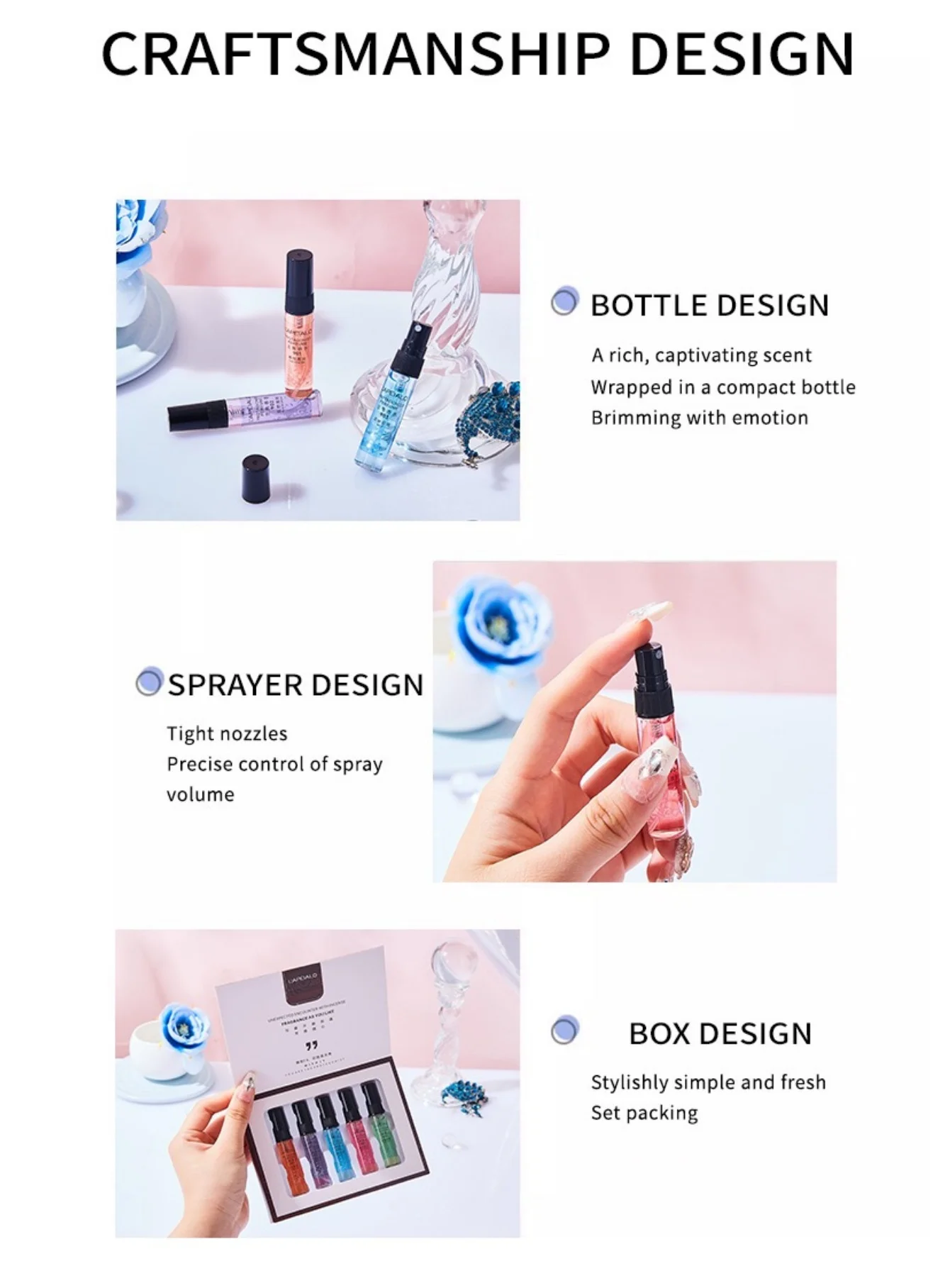 Juego de Perfume para mujer, 5 uds., 5ml, tono floral, fragancia ligera natural de larga duración, caja de regalo, perfume de bolsillo de viaje, regalo para niña