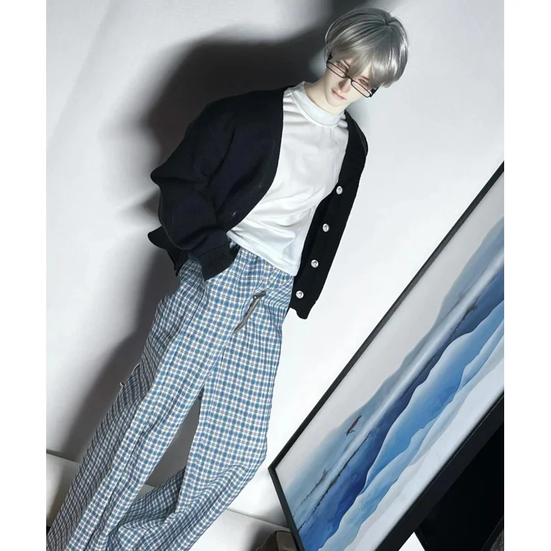 

1/3 Doll's Clothes for 75cm, 77cm Male Bjd Doll Casual Wide-leg Checkered Pants Play House Girl Toys Doll Accessories, No Doll