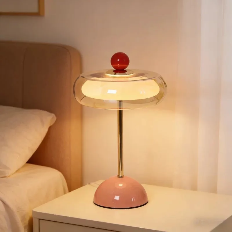 Advanced Mushroom Glass Desk Lamp Ancient Style Creative Light Luxury for Bedroom Living Room Eye Protection Atmosphere Lamparas