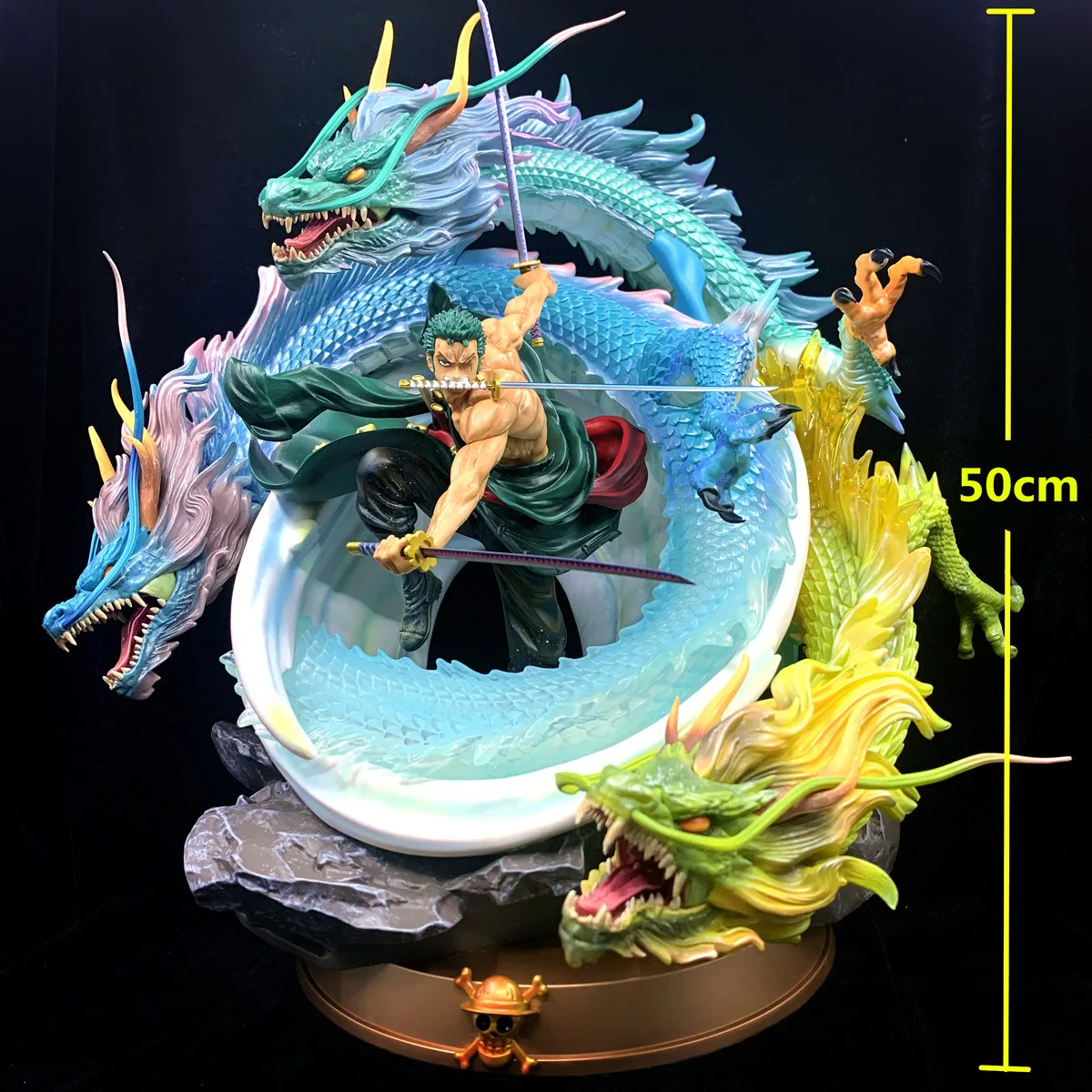 ONE PIECE GK black pearl changed to Sanlong, Sauron, oversized tornado, double-headed carving, figure statue model ornament