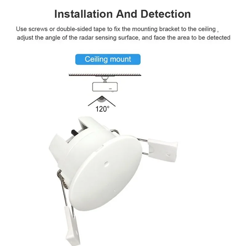 ABZZ-Tuya Smart Life Wifi Radar de onda milimétrica 24Ghz presencia humana Sensor de movimiento Detector de luminancia aplicación Monitor 80-250VAC