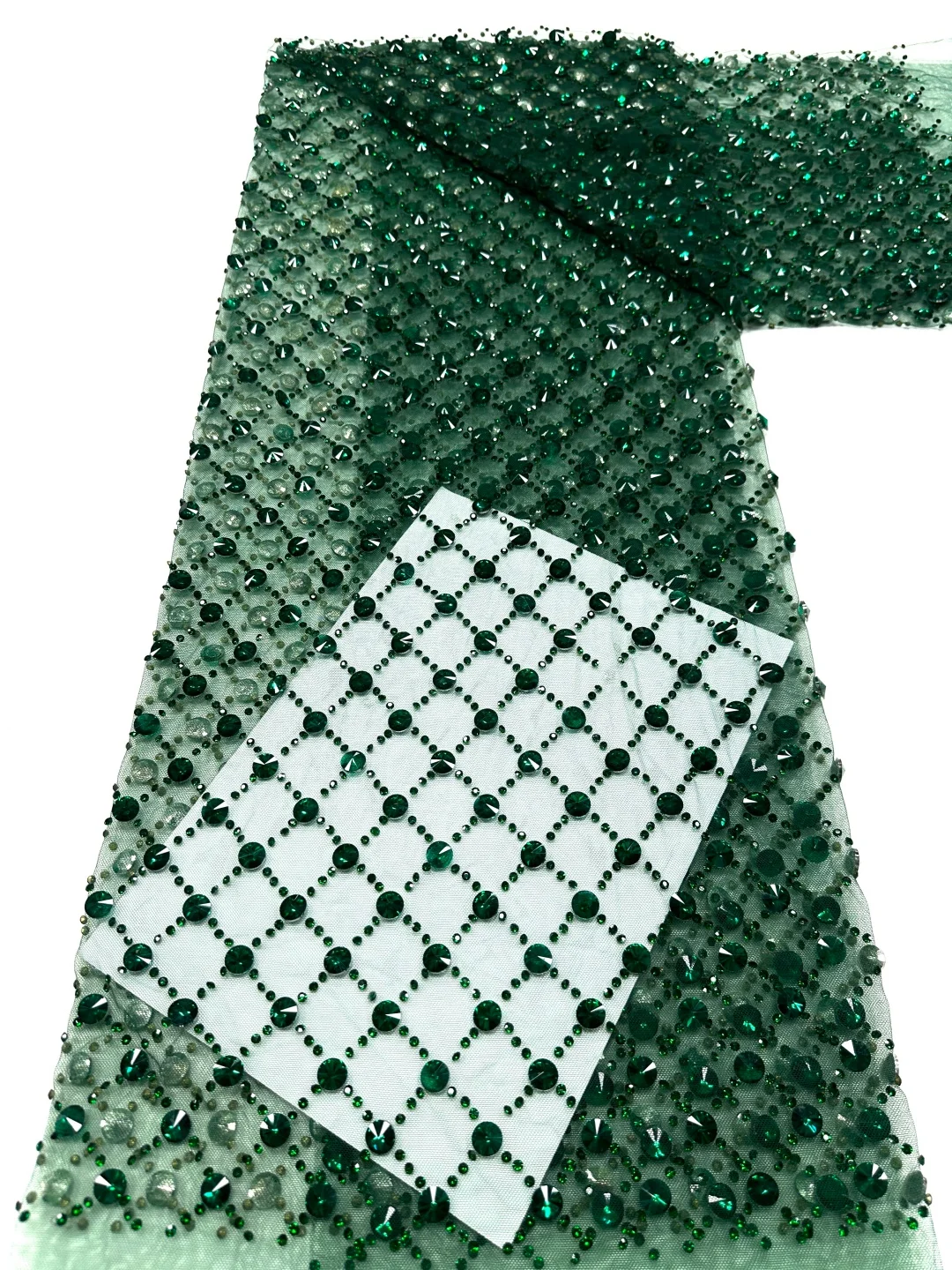 5 Yards African Beaded Sequins Tulle Lace Fabric 2026 High Quality Nigerian Lace Fabric Green Lace For Evening Party Dress