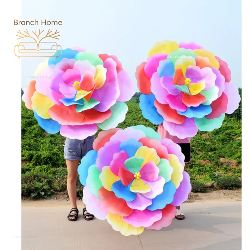 80cm Dance Umbrella Performance Dance Waterproof Beach Umbrella Sports Props Kindergarten Dance Performance Peony Flower Parasol