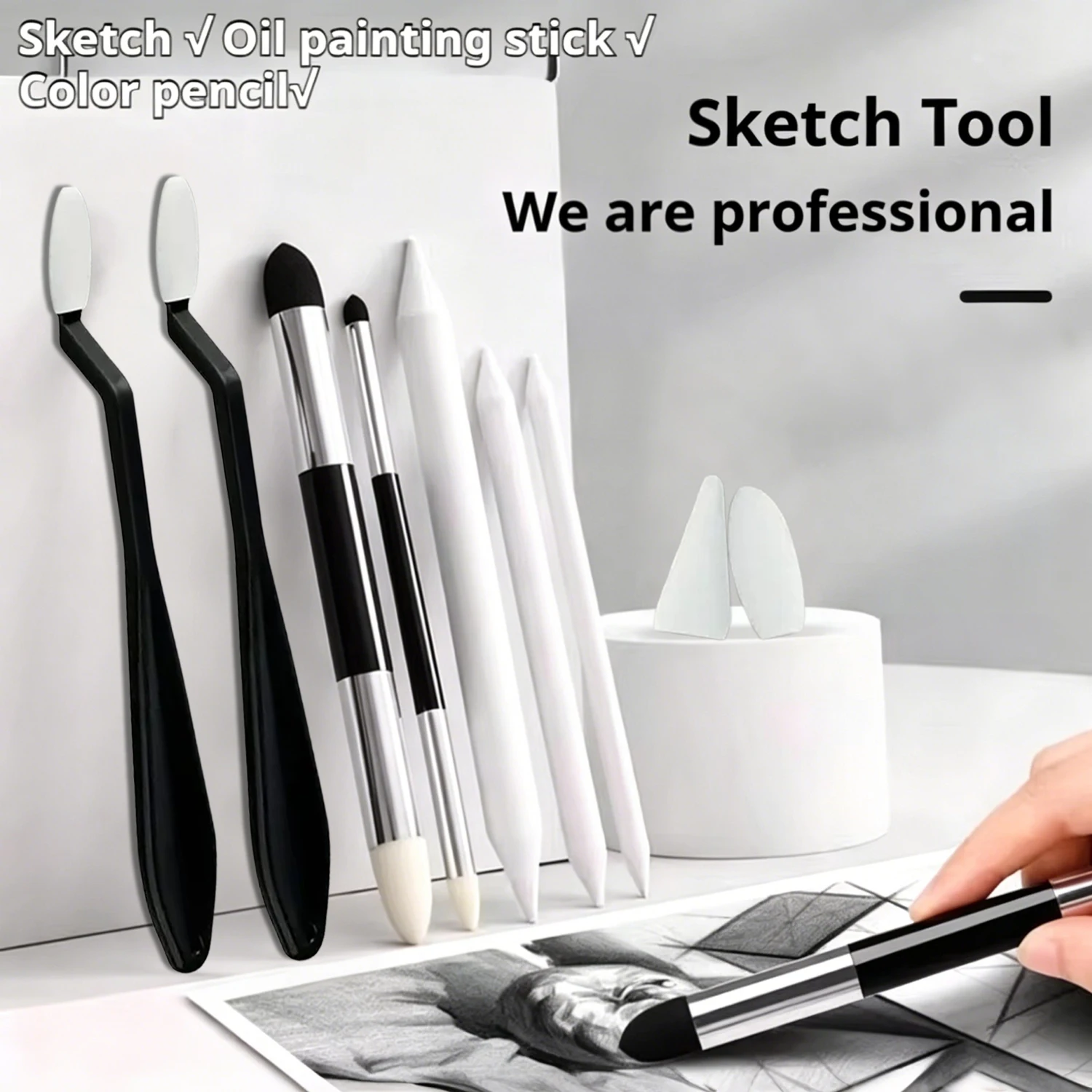 30Pcs Artist Dual-Tip Blending Sponge Pens, Washable Sketch Brushes & Pastel Stumps, Versatile Foam Blenders for Drawing & Paint