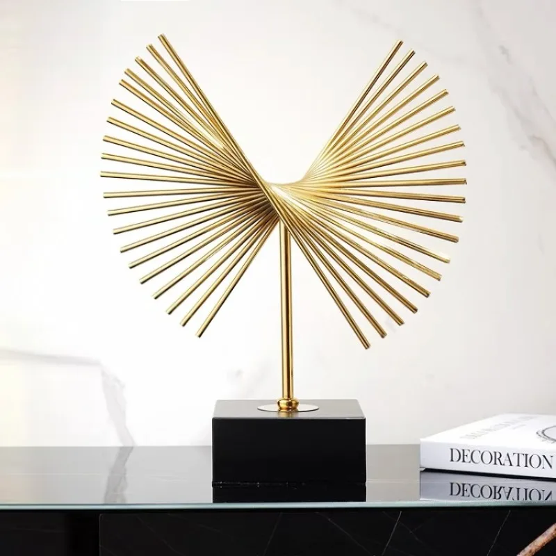 

Luxury Creative Desktop Ornaments Living Room TV Cabinet Metal Golden Figurines Aesthetic Modern Home Decoration Accessories