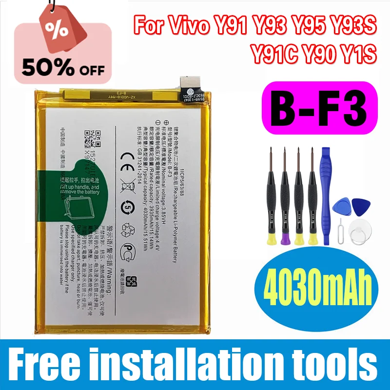 

High Quality Replacement Battery For Vivo Y91 Y93 Y95 Y93S Y91C Y90 Y1S Mobile Phone B-F3 New Batteries + Tools