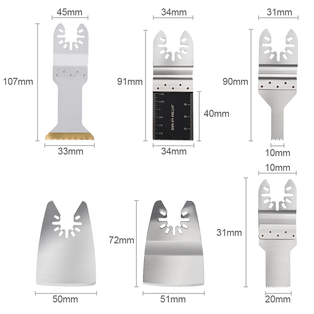 Cmcp lâmina de serra multi oscilante, 1 peça, 10mm-44mm, aço inoxidável, para madeira/metal, ferramentas múltiplas, serra