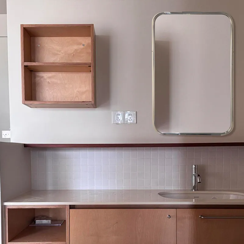 

Birch bathroom cabinet imported toilet washbasin, rock slab under the counter, ceramic basin, ocean slab cabinet combination