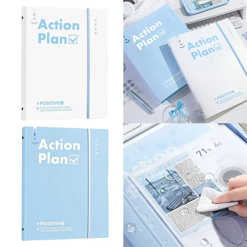 Simple Straps Design A4 File Folder Loose Leaf Hard Cover Test Paper Storage Binder Detachable Storage Booklet School Office