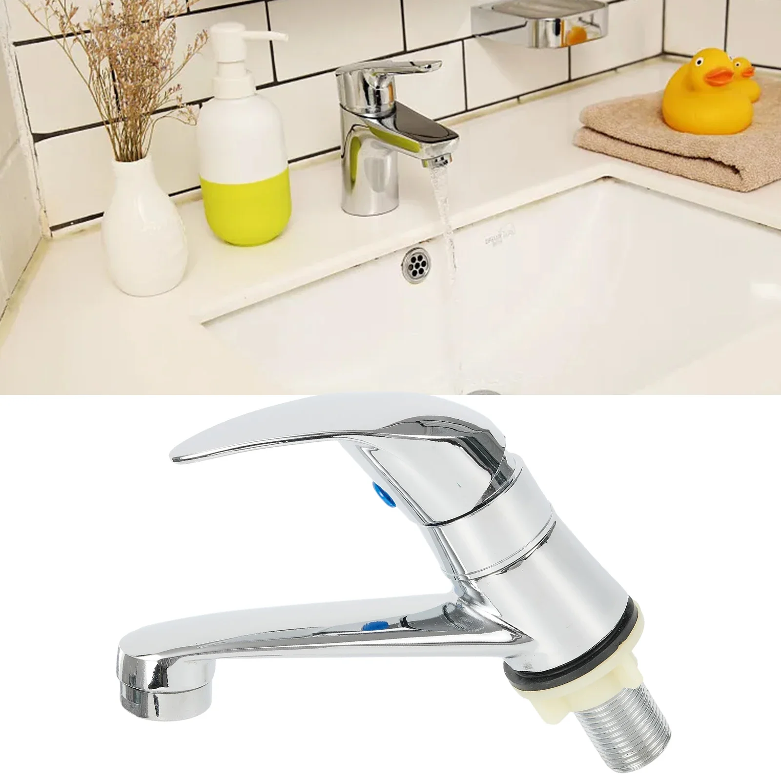 

Bathroom Sink Faucets Single Cold Water Faucet Silver Bathroom Taps Single Handle Deck Mounted Basin Taps Hardware Accessories