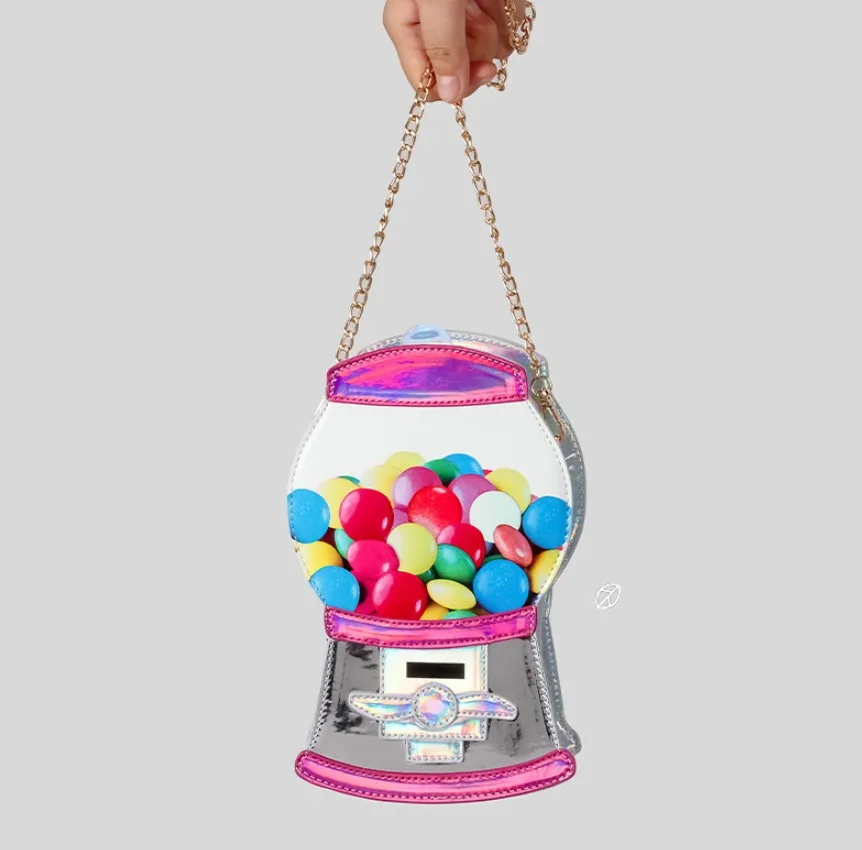 

Halloween Style New Chocolate Bean Shoulder Bag Crossbody Bag Cute Creative Laser Box Bag Contrasting Color PU Handbag Female