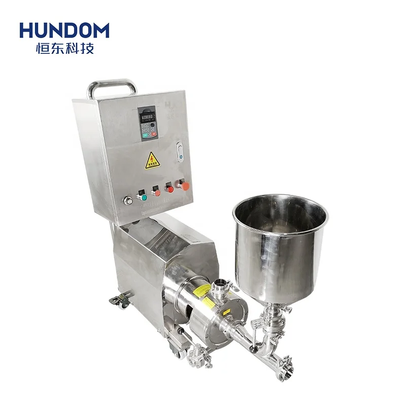 

High viscosity substance emulsifying homogenizing pump with hopper and double inlets for food processing