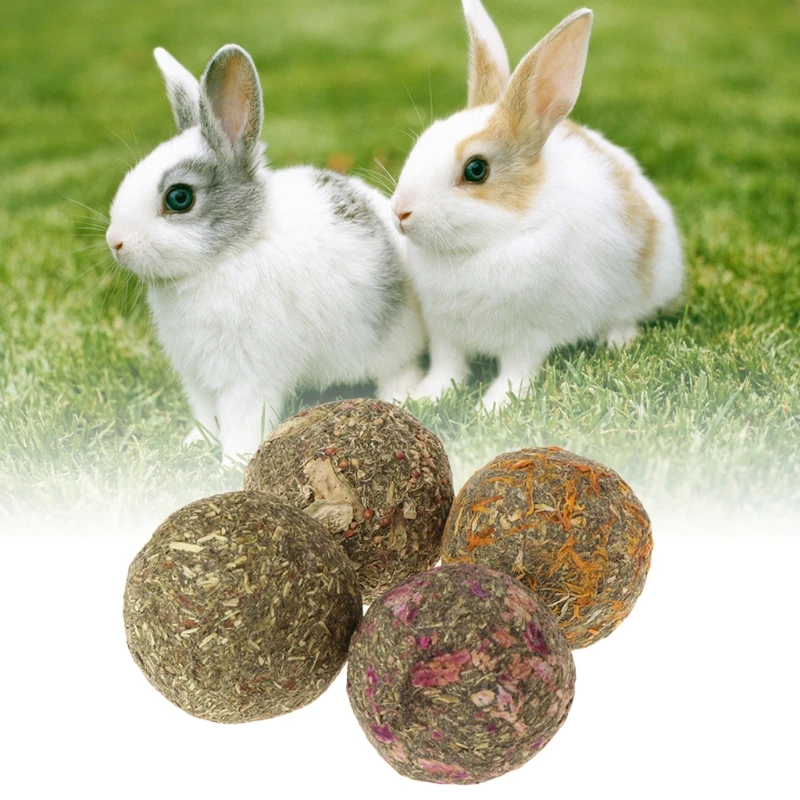 2 Pack Rabbit Chew Grass Balls Bunny Natural Teeth Grinding Activity Playing Toy