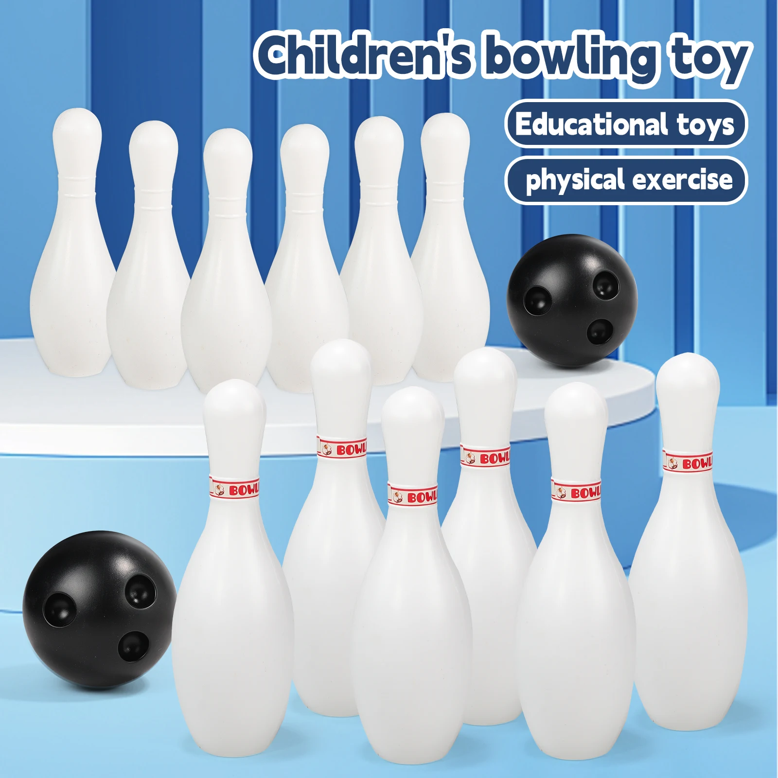 Brinquedos de boliche infantis, esportes internos e fitness, jogos competitivos para duas pessoas, 6 garrafas e 2 bolas, presentes de Natal, crianças