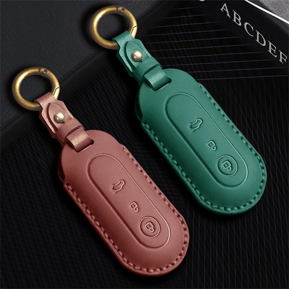 Leather Car Smart Key Case Cover for Aito M5 M7 2022 3 Buttons Remote Protection Shell Keychain Auto Accessories