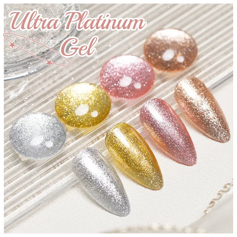 PUENTE Ultra Platinum Gel Nail Polish 5ML Brilhante Ouro Prata Glitter Pintura Gel DIY Desenho Verniz Semi Permanente Para Manicure