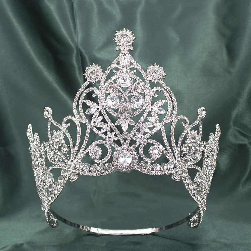 High-End Crystal Hair Crown World Beauty Contest Bride Headwear Large Size Catwalk Accessory Laurel Crown